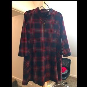 Zara plaid double pocket dress